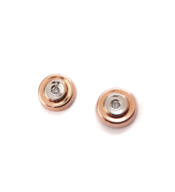 Aretes para niña en Oro Blanco y Rosa 14kt con diamantes