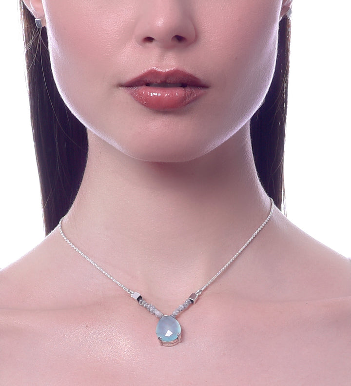 Joyería de lujo con calcedonia méxico, collares de plata con calcedonia de diseñadores famosos mexicanos, gargantillas de lujo en plata 925 para mujer, joyería fina bhagavati